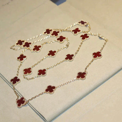 [Violet JW]CLOVER 20 MOTIFS CARNELIAN NECKLACE