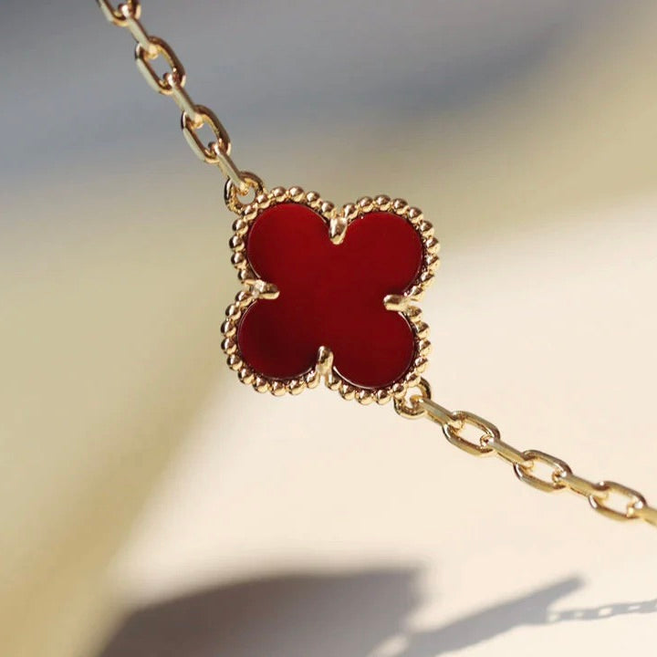 [Violet JW]CLOVER 20 MOTIFS CARNELIAN NECKLACE