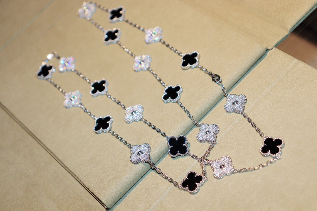 [Violet JW]CLOVER 20 MOTIFS ONYX DIAMOND SILVER