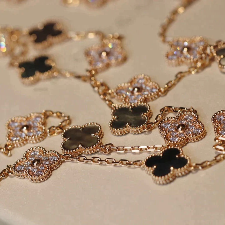 [Violet JW]CLOVER 20 MOTIFS DARK MOP DIAMOND  NECKLACE