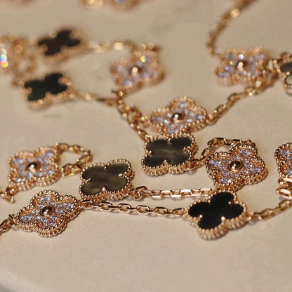 [Violet JW]CLOVER 20 MOTIFS DARK MOP DIAMOND  NECKLACE