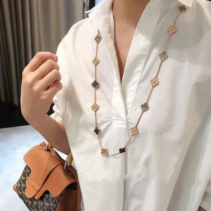 [Violet JW]CLOVER 20 MOTIFS DARK MOP DIAMOND  NECKLACE