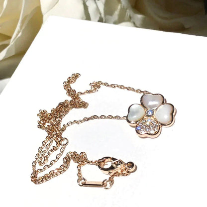 [Violet JW]CLOVER MOP DIAMOND ROSE GOLD NECKLACE