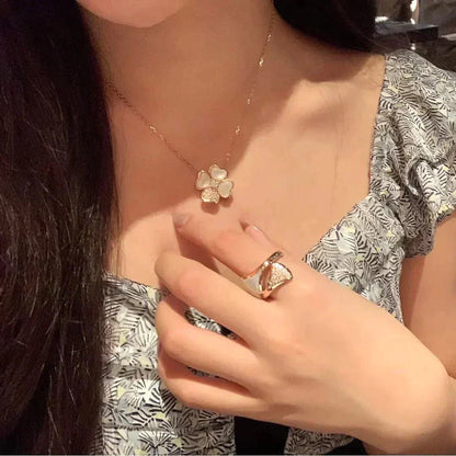 [Violet JW]CLOVER MOP DIAMOND ROSE GOLD NECKLACE