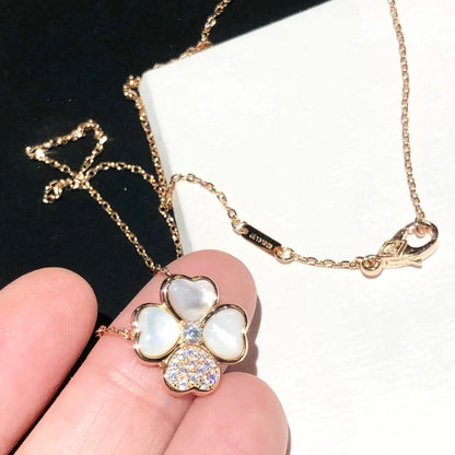 [Violet JW]CLOVER MOP DIAMOND ROSE GOLD NECKLACE