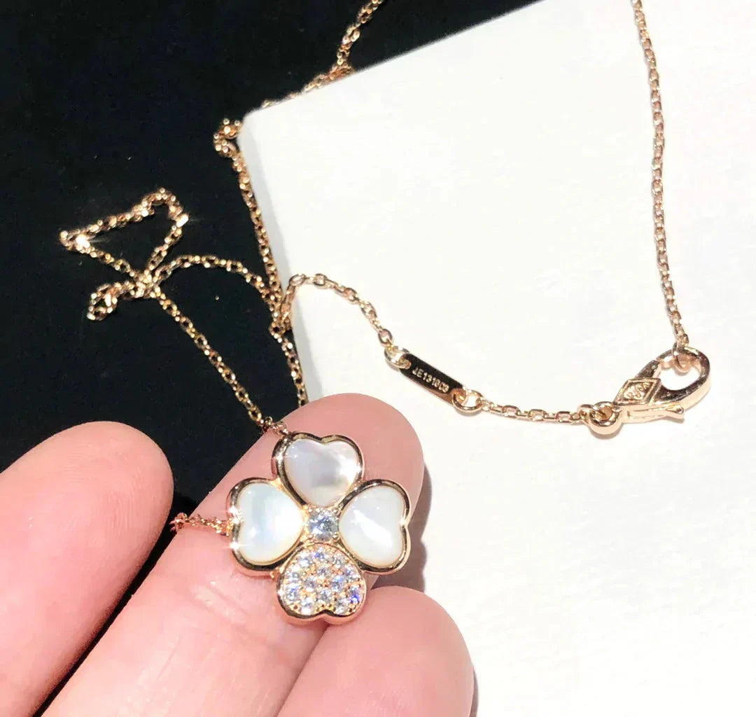 [Violet JW]CLOVER MOP DIAMOND ROSE GOLD NECKLACE