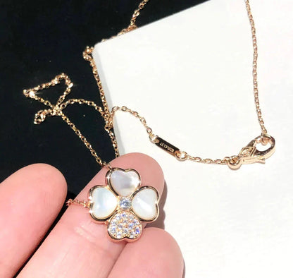 [Violet JW]CLOVER MOP DIAMOND ROSE GOLD NECKLACE