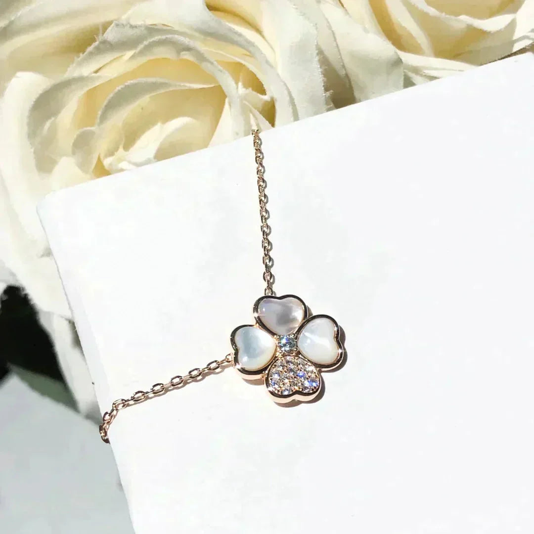 [Violet JW]CLOVER MOP DIAMOND ROSE GOLD NECKLACE
