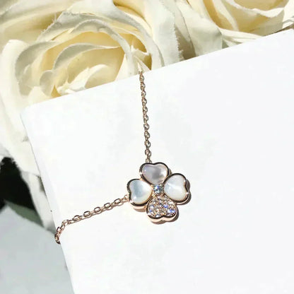 [Violet JW]CLOVER MOP DIAMOND ROSE GOLD NECKLACE