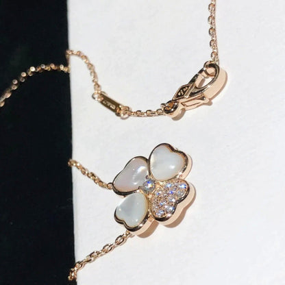 [Violet JW]CLOVER MOP DIAMOND ROSE GOLD NECKLACE