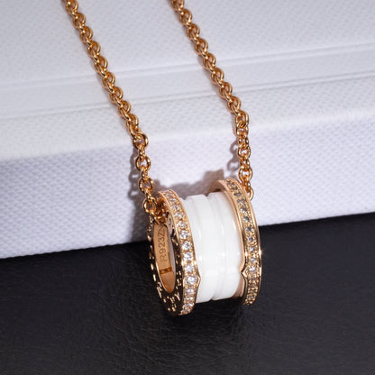 [Violet JW]ZERO 1 WHITE CERAMIC PINK GOLD DIAMOND NECKLACE