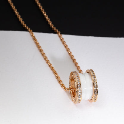 [Violet JW]ZERO 1 WHITE CERAMIC PINK GOLD DIAMOND NECKLACE
