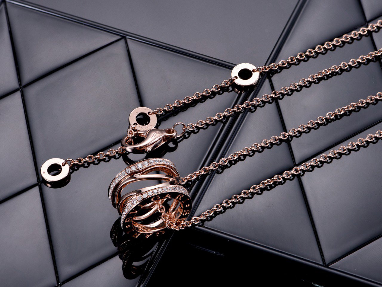 [Violet JW]ZERO 1 PINK GOLD DIAMOND OPEN NECKLACE