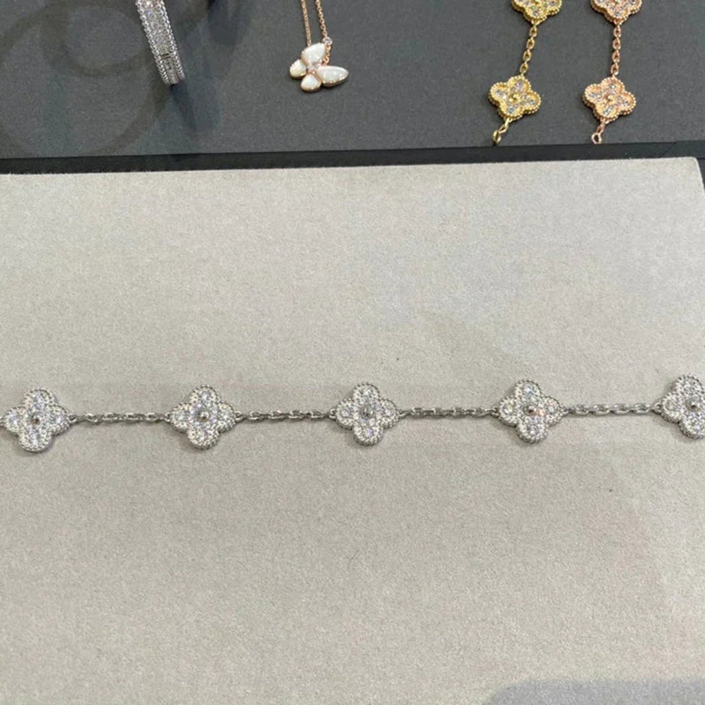 [Violet JW]CLOVER 5 MOTIFS  DIAMOND BRACELET SILVER