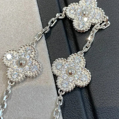 [Violet JW]CLOVER 5 MOTIFS  DIAMOND BRACELET SILVER