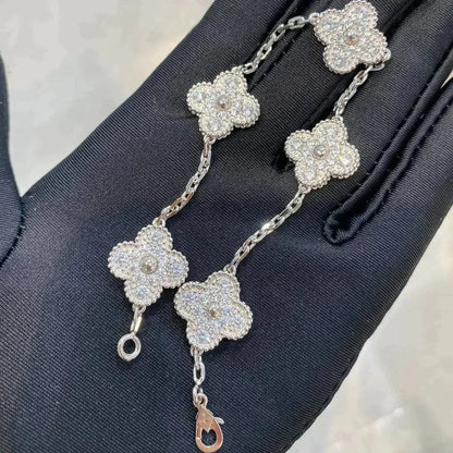 [Violet JW]CLOVER 5 MOTIFS  DIAMOND BRACELET SILVER