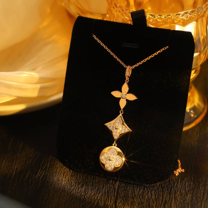 [Violet JW]STAR AND SUN DIAMOND PINK GOLD NECKLACE