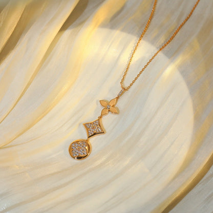 [Violet JW]STAR AND SUN DIAMOND PINK GOLD NECKLACE