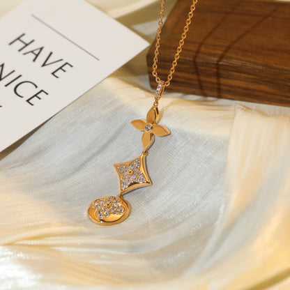 [Violet JW]STAR AND SUN DIAMOND PINK GOLD NECKLACE