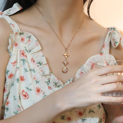 [Violet JW]STAR AND SUN DIAMOND PINK GOLD NECKLACE