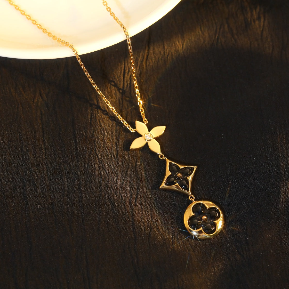 [Violet JW]STAR AND SUN ONYX PINK GOLD NECKLACE