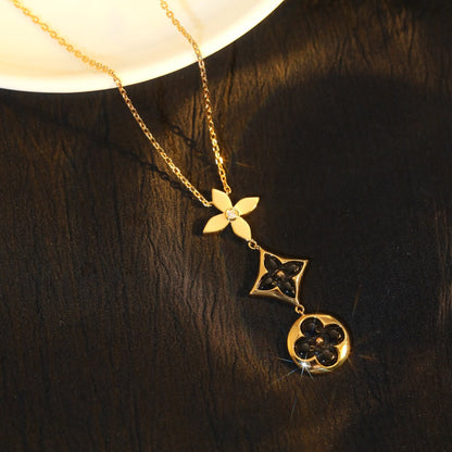 [Violet JW]STAR AND SUN ONYX PINK GOLD NECKLACE