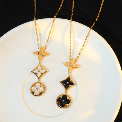 [Violet JW]STAR AND SUN ONYX PINK GOLD NECKLACE