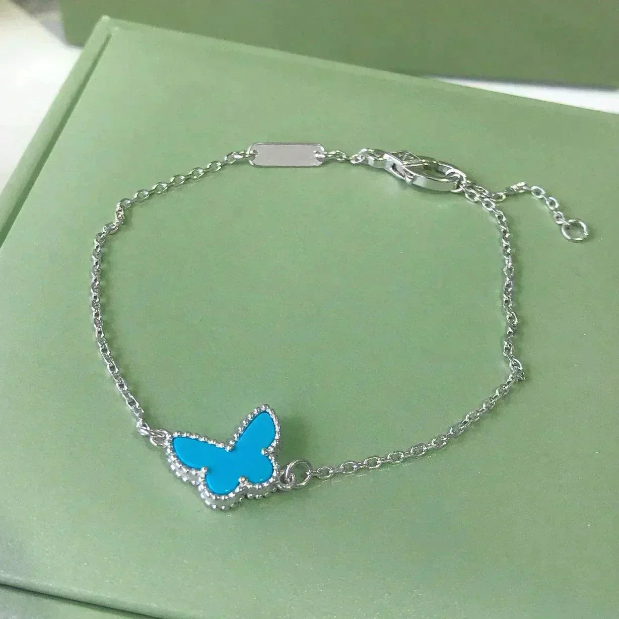 [Violet JW]BUTTERFLY TURQUOISE BUTTERFLY BRACELET SILVER