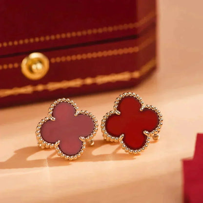 [Violet JW]CLOVER MEDIUM 1 MOTIFS CARNELIAN  EARRINGS