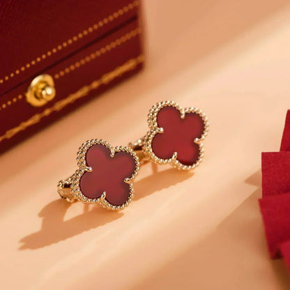 [Violet JW]CLOVER MEDIUM 1 MOTIFS CARNELIAN  EARRINGS