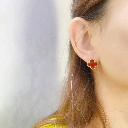 [Violet JW]CLOVER MEDIUM 1 MOTIFS CARNELIAN  EARRINGS