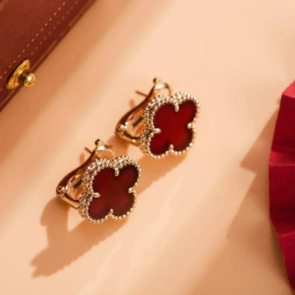 [Violet JW]CLOVER MEDIUM 1 MOTIFS CARNELIAN  EARRINGS