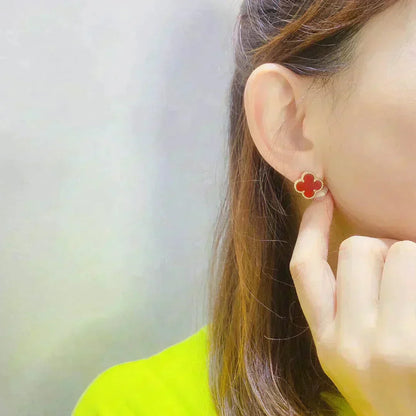 [Violet JW]CLOVER MEDIUM 1 MOTIFS CARNELIAN  EARRINGS
