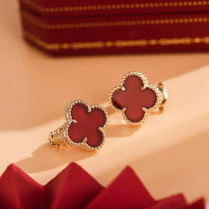 [Violet JW]CLOVER MEDIUM 1 MOTIFS CARNELIAN  EARRINGS