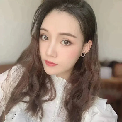 [Violet JW]CLOVER MEDIUM 1 MOTIFS  ONYX STUD EARRINGS