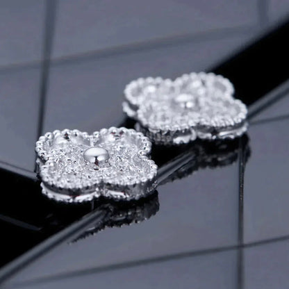 [Violet JW]CLOVER 1 MOTIFS DIAMOND STUD EARRINGS SILVER