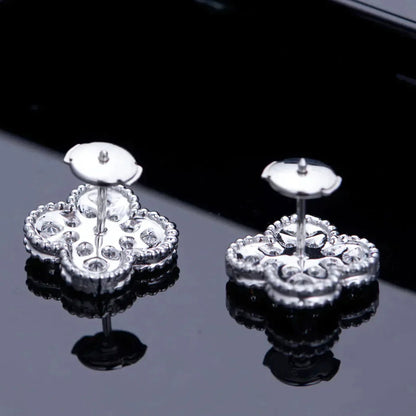 [Violet JW]CLOVER 1 MOTIFS DIAMOND STUD EARRINGS SILVER