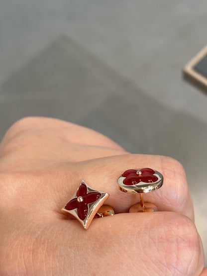 [Violet JW]STAR AND SUN PINK GOLD CARNELIAN STUD EARRINGS