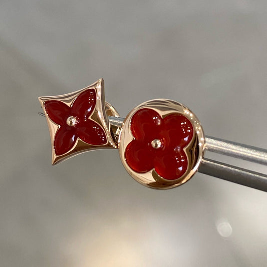 [Violet JW]STAR AND SUN PINK GOLD CARNELIAN STUD EARRINGS