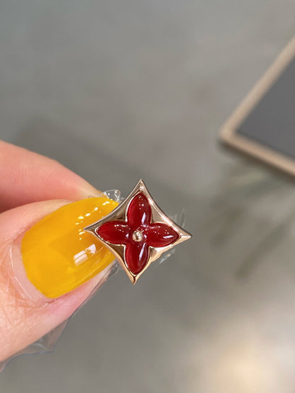 [Violet JW]STAR AND SUN PINK GOLD CARNELIAN STUD EARRINGS
