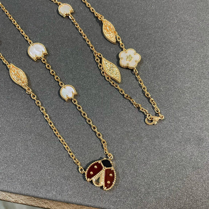 [Violet JW]LUCKY SPRING 15 MOTIFS GOLD NECKLACE