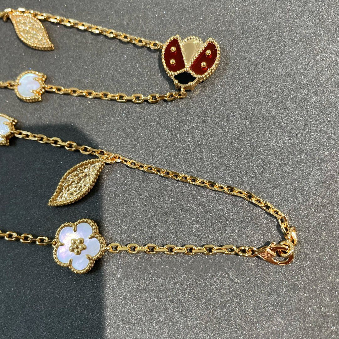 [Violet JW]LUCKY SPRING 15 MOTIFS GOLD NECKLACE
