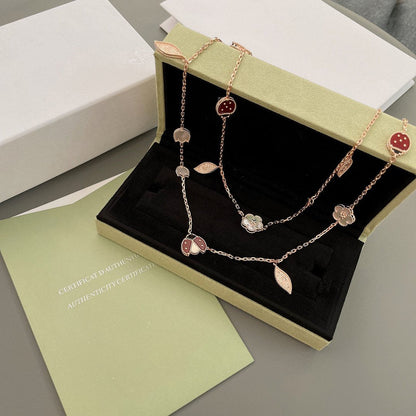 [Violet JW]LUCKY SPRING 15 MOTIFS ROSE GOLD NECKLACE