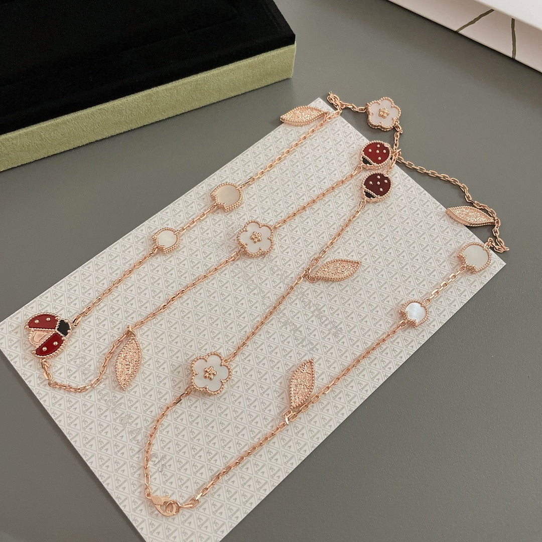 [Violet JW]LUCKY SPRING 15 MOTIFS ROSE GOLD NECKLACE