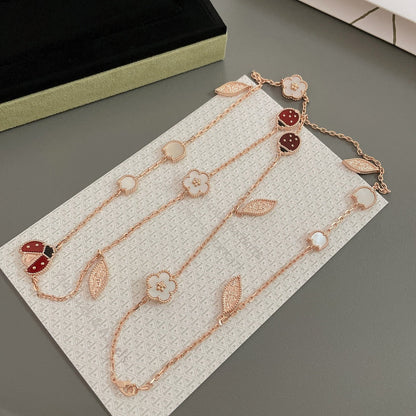[Violet JW]LUCKY SPRING 15 MOTIFS ROSE GOLD NECKLACE