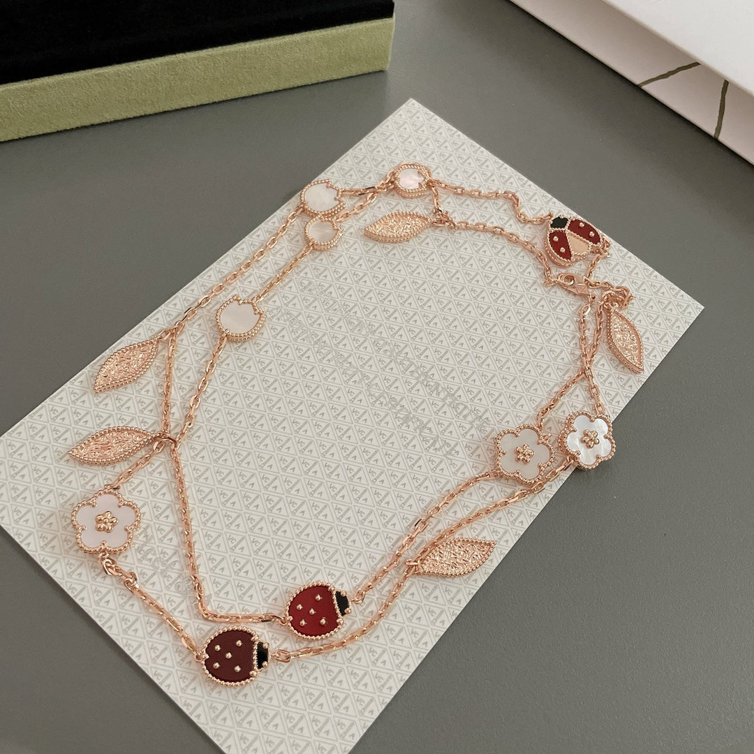[Violet JW]LUCKY SPRING 15 MOTIFS ROSE GOLD NECKLACE