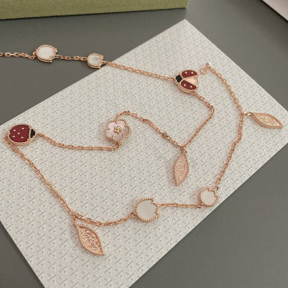 [Violet JW]LUCKY SPRING 15 MOTIFS ROSE GOLD NECKLACE