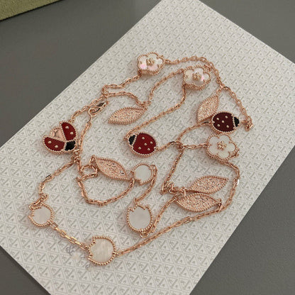 [Violet JW]LUCKY SPRING 15 MOTIFS ROSE GOLD NECKLACE