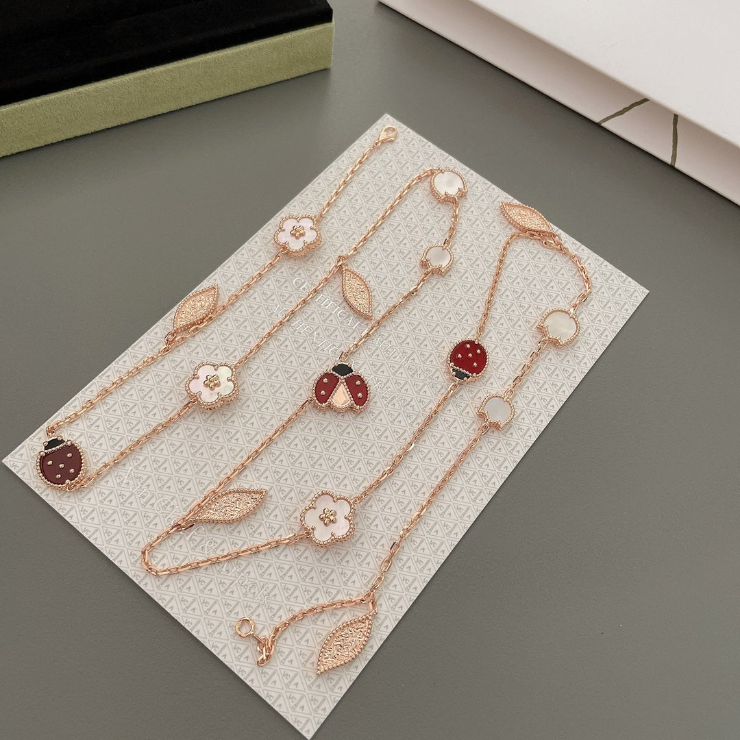 [Violet JW]LUCKY SPRING 15 MOTIFS ROSE GOLD NECKLACE