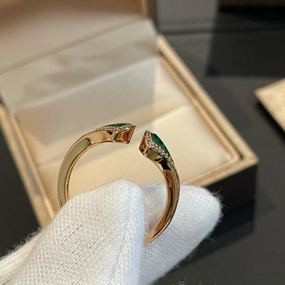 [Violet JW]DREAM MALACHITE DIAMOND OPEN RING